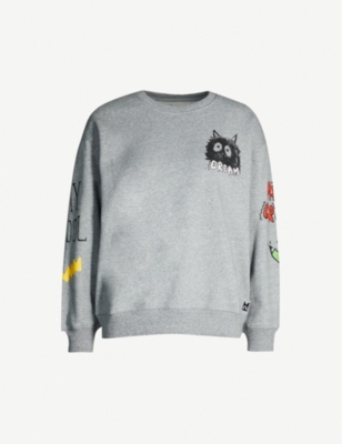 MINI CREAM Graffiti-print cotton-blend jersey sweatshirt