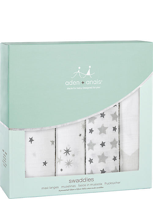 ADEN + ANAIS: Twinkle Twinkle cotton muslin swaddles pack of four