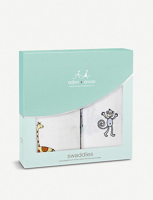 ADEN + ANAIS: Jungle Jam large cotton muslin swaddles pack of two