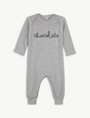 Organic Zoo Chocolate Cotton Babygrow 3-12 Months In Grey