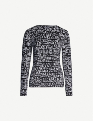 BALENCIAGA Logo-print stretch-knit jumper