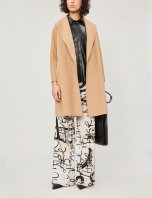 's Max Mara Arona Short Wool Wrap Coat In Camel