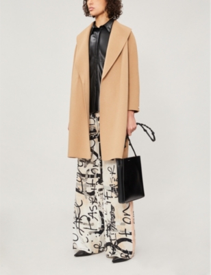's Max Mara Arona Short Wool Wrap Coat In Camel