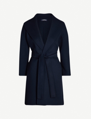 navy wool wrap coat