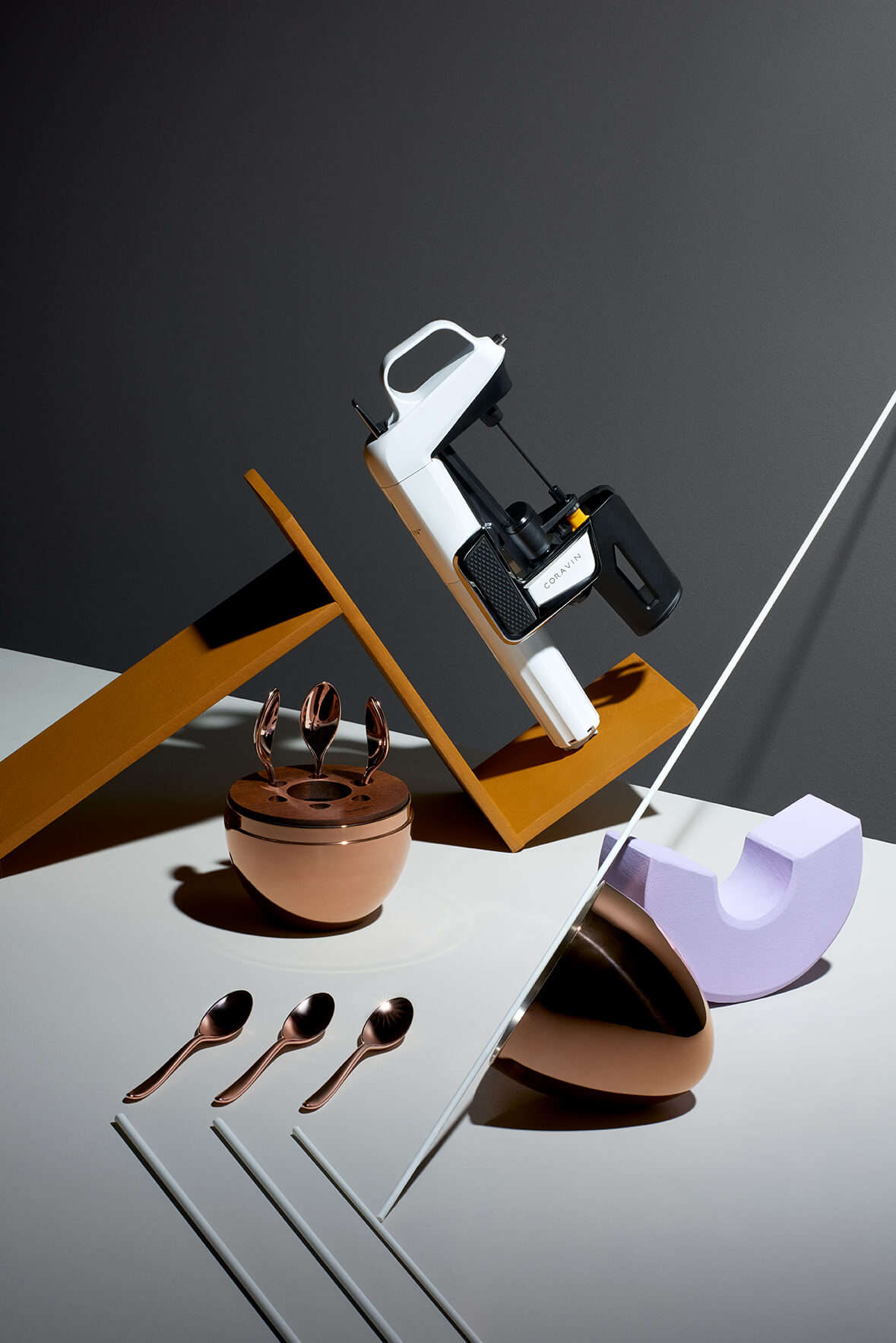 Coravin gloss white system, Christofle mood coffee precious in rose gold