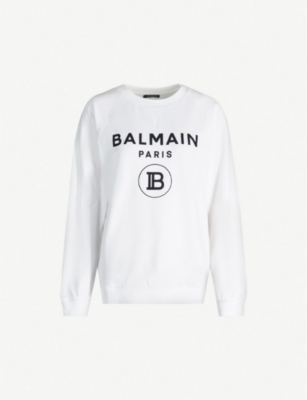 BALMAIN Logo-print cotton-jersey sweatshirt