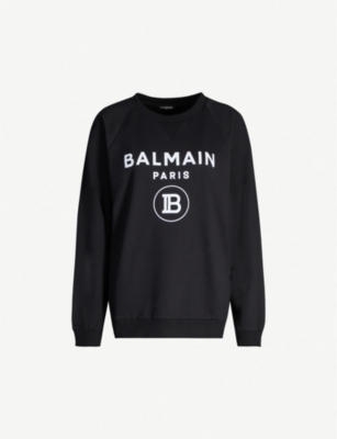 BALMAIN Logo-print cotton-jersey sweatshirt