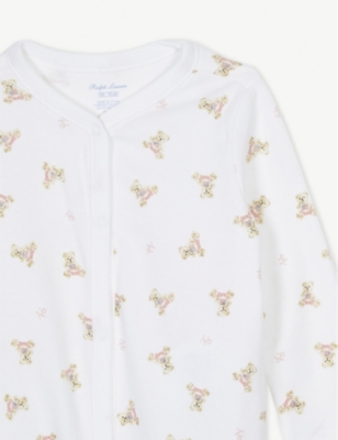 POLO RALPH LAUREN: Polo Bear graphic-print cotton babygrow 0-9 months