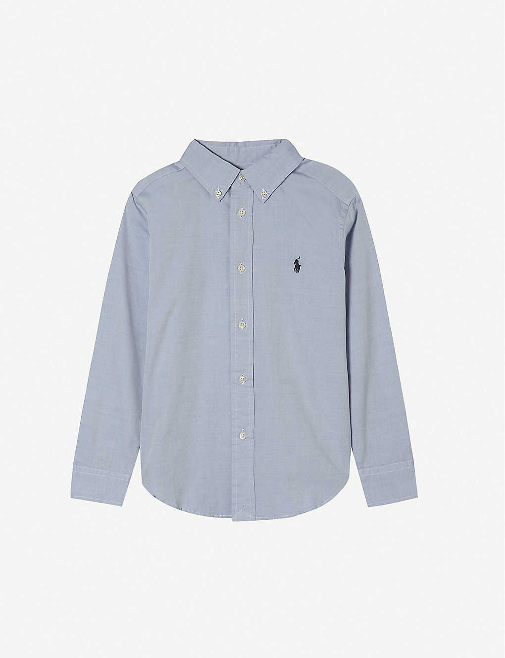 Ralph Lauren Boys Bsr Blue Kids Logo-embroidered Cotton Long-sleeve Shirt 2-4 Years