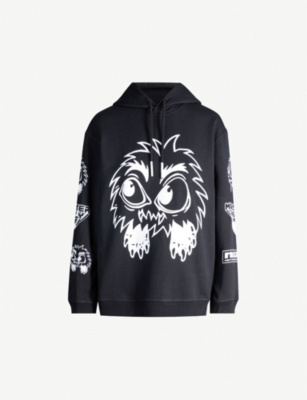 MCQ ALEXANDER MCQUEEN Monster-print slogan cotton-jersey hoody