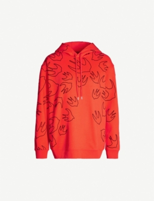 MCQ ALEXANDER MCQUEEN Flocked swallow-print cotton-jersey hoody