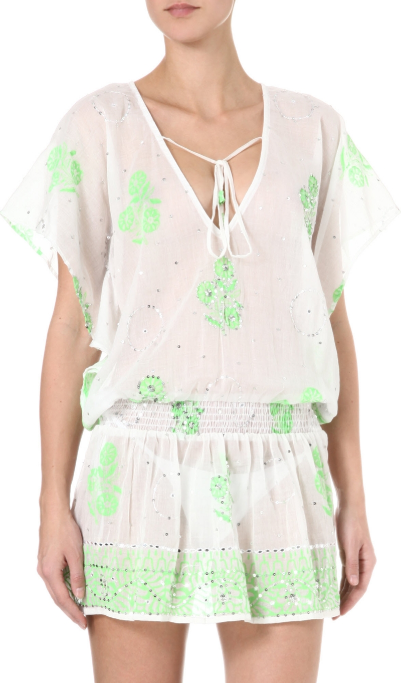 JULIET DUNN   Embroidered cotton beach dress
