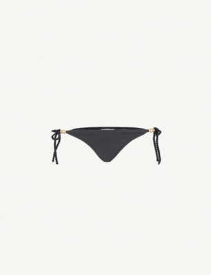 Shop Heidi Klein Womens Black Core Mid-rise Bikini Bottoms