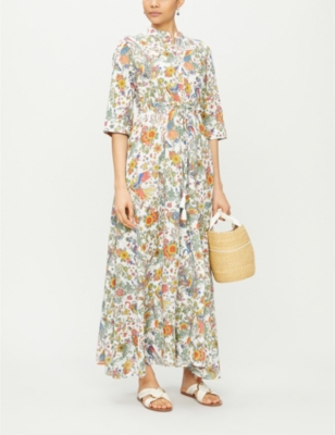 Tory burch printed cotton maxi outlet dress