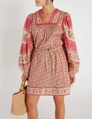 ZIMMERMANN JUNIPER RIOTING PRINTED COTTON-VOILE MINI DRESS