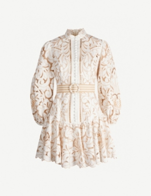 Edie floral lace mini dress - IVORY