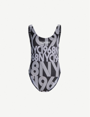 CALVIN KLEIN Intense Power metallic logo-print high-leg swimsuit