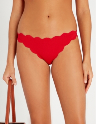Marysia Antibes Scalloped Bikini Bottoms In Solid Cherry
