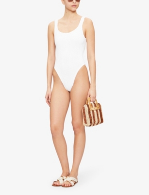Shop Hunza G Womens White Strappy Swimsuit