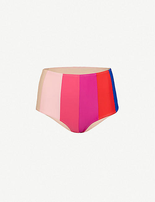 PAPER LONDON: Multi-coloured striped bikini bottoms