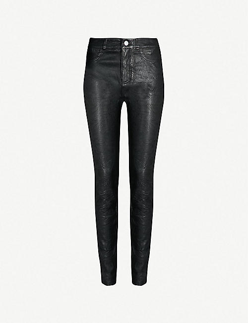 PAIGE: Hoxton skinny high-rise leather jeans