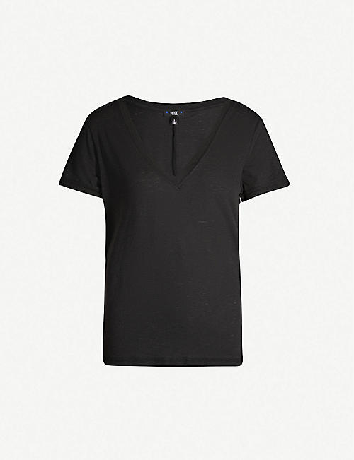 PAIGE: Zaya V-neck cotton and modal-blend T-shirt
