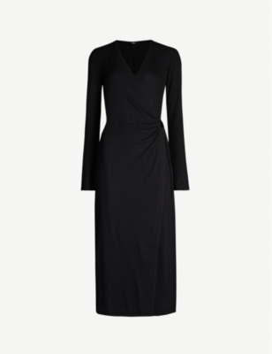 jersey wrap midi dress