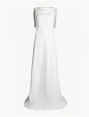 a line gown with pockets