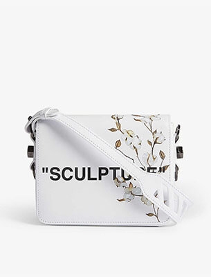 OFF-WHITE Binder Clip Bag Cotton Flower Sculpture Black in Leather with  Black - US