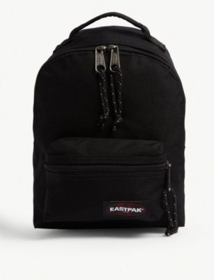 eastpak black leather backpack