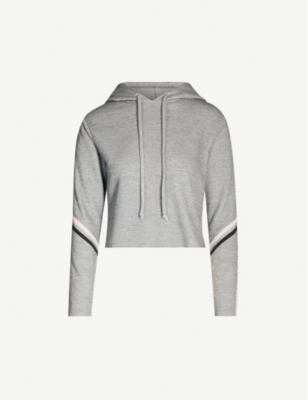 WILDFOX Spectral Ivy stripe-trimmed cropped cotton-blend hoody