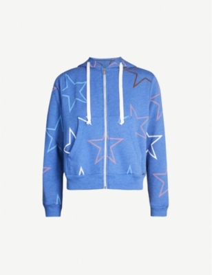 WILDFOX Starlight star-print zipped fleece hoody