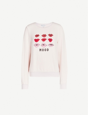 WILDFOX Moody Lips graphic-print stretch-jersey sweatshirt