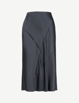 vince raw edge silk skirt