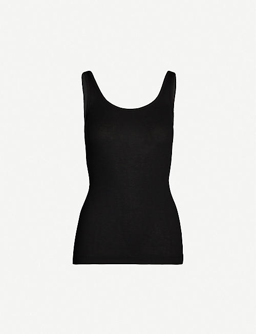 VINCE: Fitted sleeveless cotton-blend top