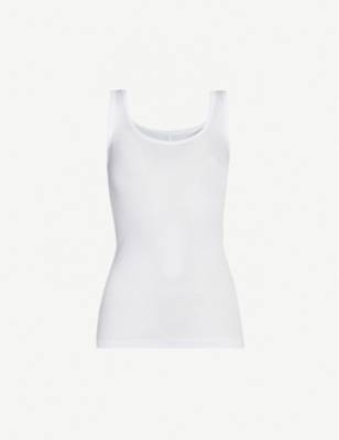 VINCE: Fitted sleeveless cotton-blend top
