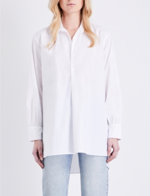 NILI LOTAN Ambrose Cotton-Poplin Shirt, White | ModeSens