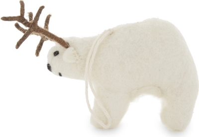 HANGING ORNAMENT - Polar bear with antlers decoration 10.5cm ...