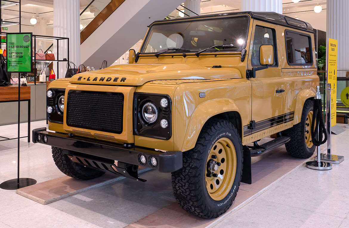 The Barbour X Land Rover electric Defender Selfridges