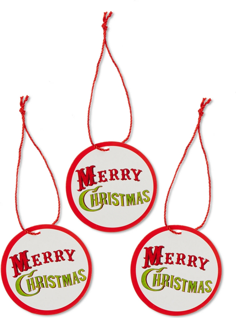 CHRISTMAS   Pack of 10 round Merry Christmas tags