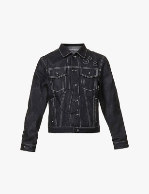 VLTN grid print leather jacket, Valentino Garavani