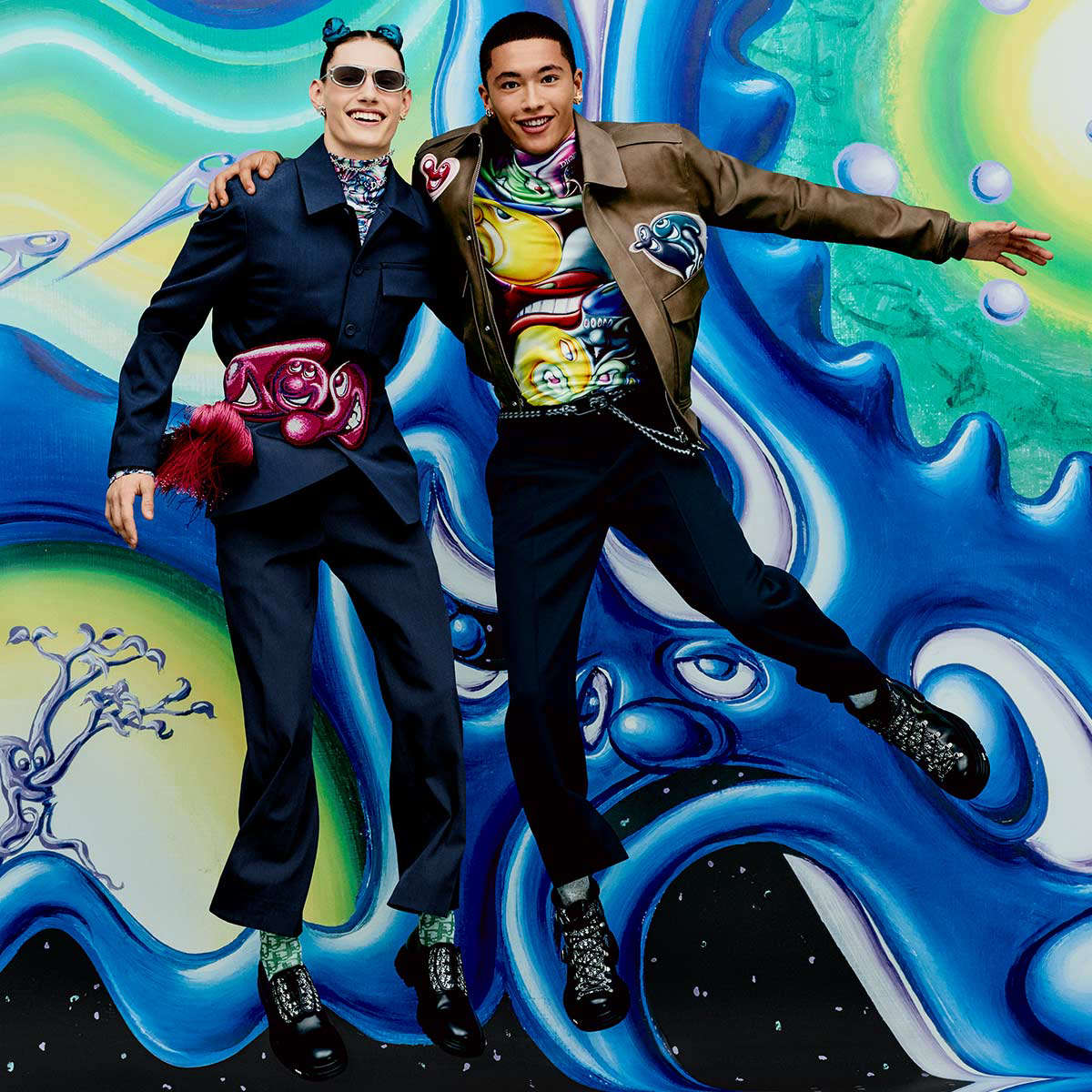 Dior x Kenny Scharf Blue Polyamide Shirt Jacket for Men