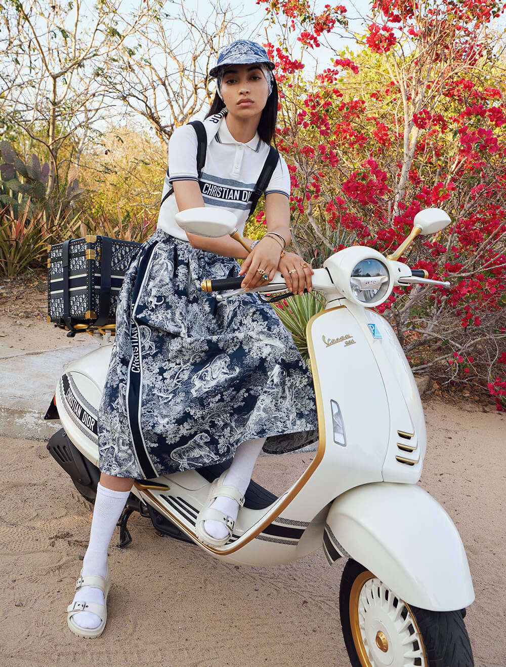 vespa and dior team up for a statement haute couture scooter