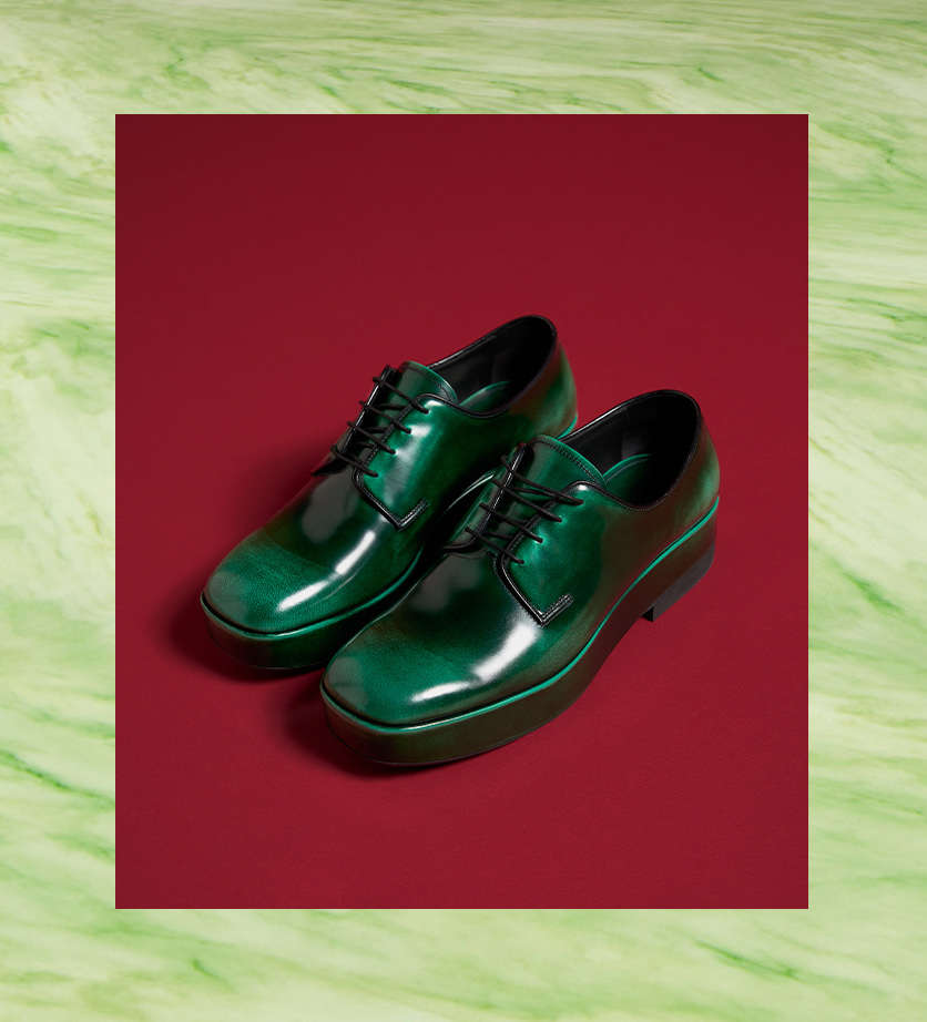 Green on sale prada shoes