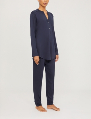 Hanro Pure Essence Cotton jersey Pyjama Set In Major Blue ModeSens