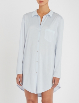 Hanro Womens Blue Glow Deluxe Cotton Nightshirt