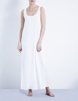 Shop Hanro Women's White Deluxe Cotton-jersey Night Dress