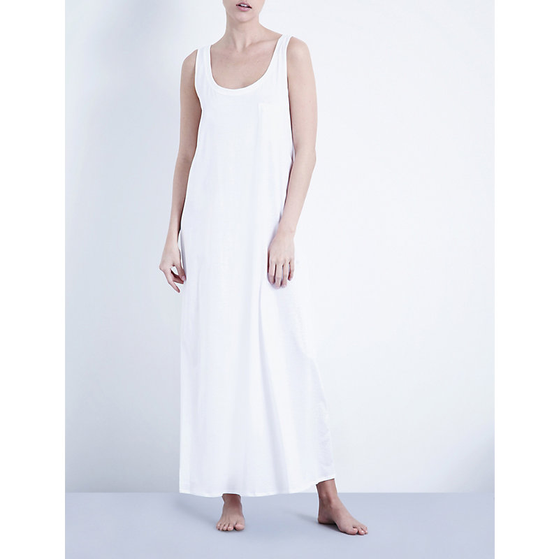 Shop Hanro Womens White Deluxe Cotton-jersey Night Dress