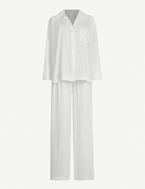POUR LES FEMMES: Lace-detail cotton pyjama set