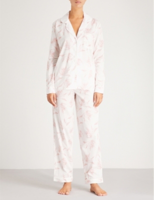 Desmond And Dempsey Deia Cotton-voile Pyjama Set In White Pink